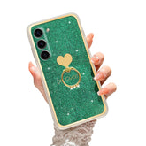 Easyscen for 6.1-inch Samsung Galaxy S23 Phone Case with Ring Stand Cute Girls Woman Glitter Shockproof Protective Cover - Green